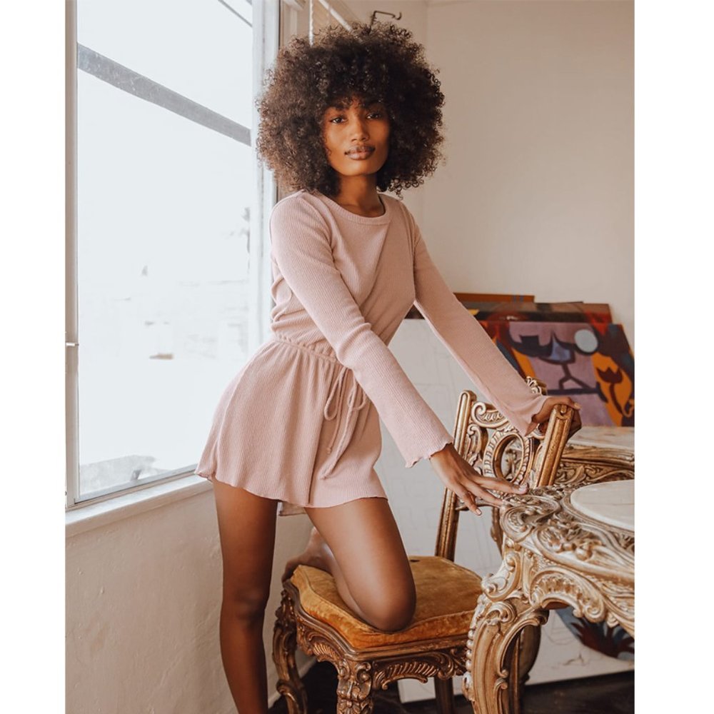 Lulus | Ribbed Lettuce Edge Long Sleeve Romper